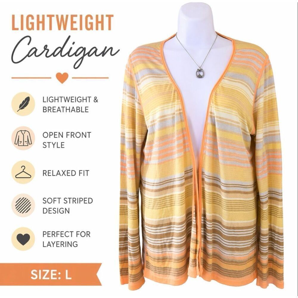 Paola Tedesco Orange Yellow Brown Cardigan Womens Sweater Italy Sz 44 US Sz L